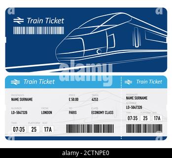 Billet de train sur fond blanc Banque D'Images