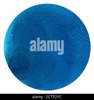 Peinture de texture aquarelle cercle bleu isolée. Gros plan Banque D'Images