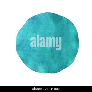 Peinture de texture aquarelle cercle bleu isolée. Gros plan Banque D'Images