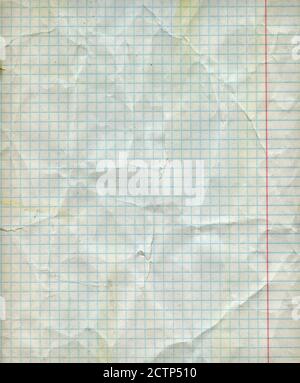 Texture de feuille de papier mathématique vierge détaillée avec marges. Banque D'Images