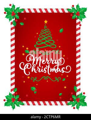 Bordure de Noël , houx , saison décembre et cadre carte postale Banque D'Images