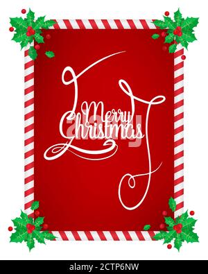 Bordure de Noël , houx , saison décembre et cadre carte postale Banque D'Images