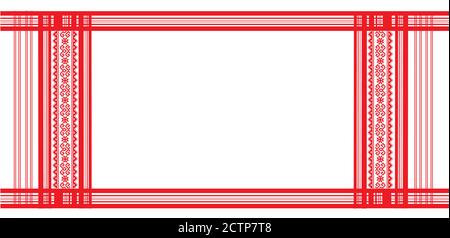 Gamosa textile pattern. Gamosa ou gamusa est un article d'importance pour les peuples autochtones d'Assam, en Inde. Illustration de Vecteur