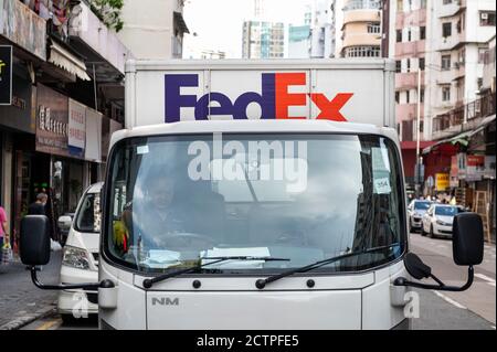 Hong Kong, Chine. 22 septembre 2020. Camion de livraison American FedEx Express vu à Hong Kong. Crédit : SOPA Images Limited/Alamy Live News Banque D'Images