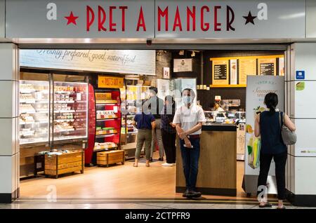 Chaîne de magasins multinationaux britanniques PRET A Manger Shop vu à Hong Kong. Banque D'Images