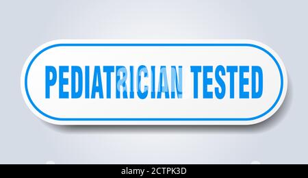 signe testé par le pédiatre. autocollant isolé arrondi. bouton blanc Illustration de Vecteur