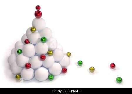 Sapin de Noël en boules. Rendu 3d de l'arbre de Noël à partir de balles Banque D'Images