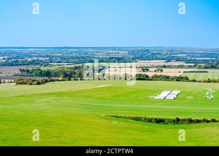 Vue sur la campagne anglaise depuis Dunstable Downs dans les Chiltern Hills, Bedfordshire, Royaume-Uni Banque D'Images