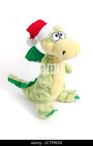 Dragon en peluche isolé sur fond blanc. Banque D'Images