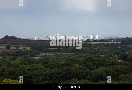 Le centre de Birmingham, Royaume-Uni, vu des collines de Waseley dans le Worcestershire Banque D'Images