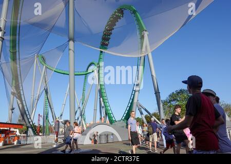 Orlando, FL/USA - 3/16/20: Le Hulk Roller Coaster at Islands of Adventure à Universal Studios, Orlando, Floride Banque D'Images