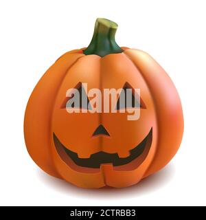 Citrouille d'Halloween réaliste isolée sur l'illustration vectorielle blanche. Illustration de Vecteur