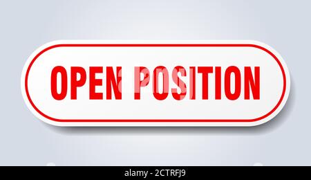 affiche de position ouverte. autocollant isolé arrondi. bouton blanc Illustration de Vecteur