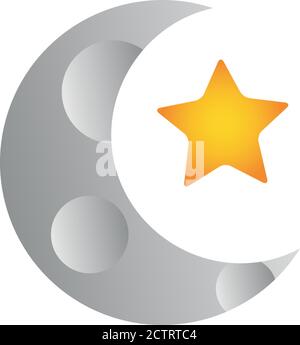 icône en forme de demi-lune et d'étoile sur fond blanc, style plat, illustration vectorielle Illustration de Vecteur