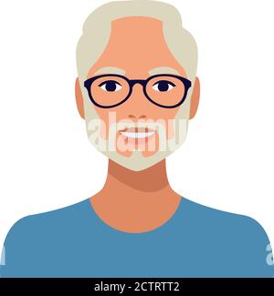 vieil homme avec barbe portant des lunettes avatar personnage illustration vectorielle conception Illustration de Vecteur