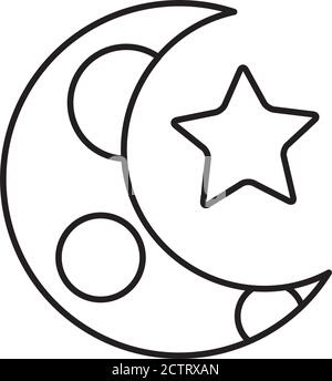 icône en forme de demi-lune et d'étoile sur fond blanc, style de ligne, illustration vectorielle Illustration de Vecteur
