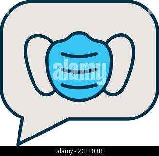 bulle vocale avec icône de masque médical sur fond blanc, style de ligne et de fond, illustration vectorielle Illustration de Vecteur
