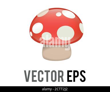 Le champignon comestible à vecteur isolé de l'icône de champignon, représenté comme tabouret de pied avec capuchon rouge à pois blancs, tige Illustration de Vecteur