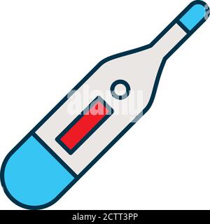 icône de thermomètre numérique sur fond blanc, style de ligne et de remplissage, illustration vectorielle Illustration de Vecteur