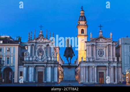 San Carlo et Santa Cristina sur la Piazza San Carlo, à Turin. Turin, Piémont, Italie Banque D'Images