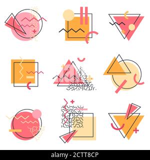 Faits saillants abstraits des années 90 - dispositions de couverture. Modèle de médias sociaux de style memphis. Faits saillants - ensemble de couvertures Illustration de Vecteur