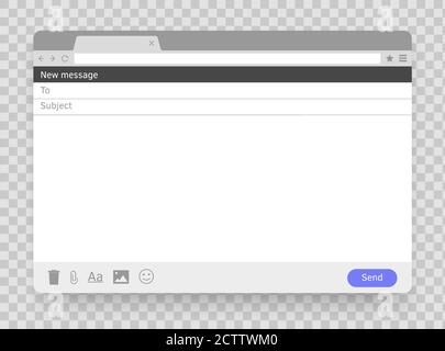 E-mail fenêtre vide. E-mail cadre vide. Mail maquette modèle. Navigateur de la fenêtre. La page Écran de vecteur. Illustration de Vecteur