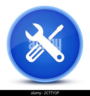 Outils luxueux bouton rond bleu brillant illustration abstraite Banque D'Images