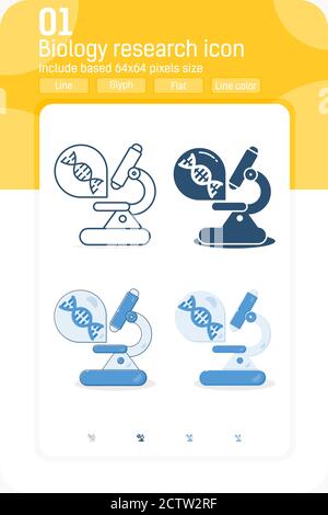 Icône de qualité supérieure pour la recherche en biologie, avec plusieurs styles isolés sur fond blanc. Modèle de conception de concept de symbole vectoriel pour la conception Web et l'application mobile Illustration de Vecteur