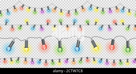 guirlande lumineuse sans couture avec ampoules à incandescence de différentes couleurs et transparence dans le fichier vectoriel Illustration de Vecteur