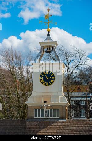 Clock tower and weather vane at Chatham Dockyard Festival of Steam and Transport Stock Photo