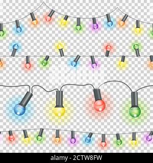 guirlande lumineuse sans couture avec ampoules à incandescence de différentes couleurs et transparence dans le fichier vectoriel Illustration de Vecteur