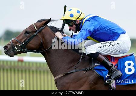 obert Havlin à cheval Rainbow Fire remporte les titres de jeune fille irlandais de l'EBF de Derrinstown pendant la deuxième journée de la réunion de Cambridgeshire à l'hippodrome de Newmarket. Banque D'Images