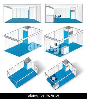 Construction de stand d'exposition de base modèle 3D, différents angles, ajoutez votre propre design Banque D'Images