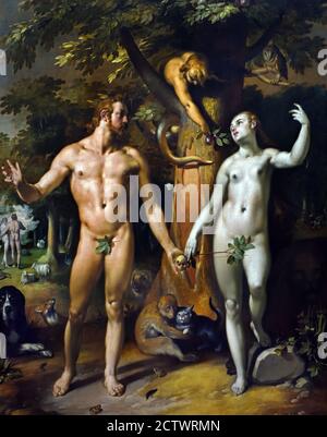 La chute de l'homme ( Adam et Eve ) Cornelis Cornelisz van Haarlem 1562-1638 Néerlandais pays-Bas Banque D'Images