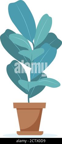 Maison plante mignon illustration de vecteur dans le style plat Illustration de Vecteur