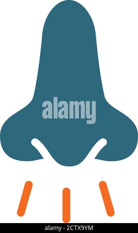 Icône colorée senteur. Respiration, inhalation, respiration symbole d'odeur forte Illustration de Vecteur