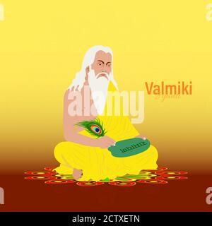 Ramanya texte écrit en hindi qui signifie Epic livre de ramayana. Illustration vectorielle de Valmiki Jayanti, UN peot mythologique de Ramayana. Banner ou po Illustration de Vecteur