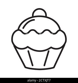 Icône Cupcake. Cuisson de mets sucrés. Vecteur de contour. Illustration de Vecteur