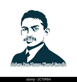 Mohan das karam chandra gandhi ou mahatma gandhi simple conception abstraite. Illustration vectorielle portrait Illustration de Vecteur