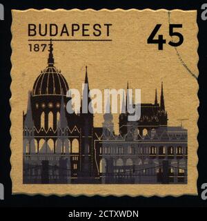 LES timbres-poste DE BUDAPEST ancienne architecture États grand format xxl Banque D'Images