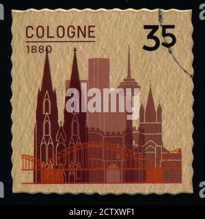 TIMBRES-poste COLOGNE ancienne architecture États grand format xxl Banque D'Images