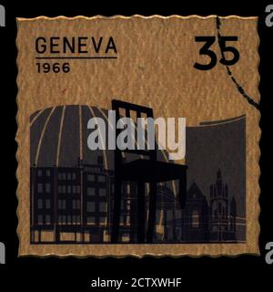 TIMBRES-poste DE GENÈVE ancienne architecture États grand format xxl Banque D'Images