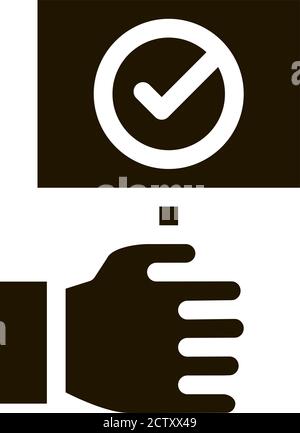Tablette à main avec icône de glyphe de marque approuvée Illustration de Vecteur