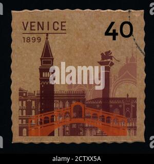 VENISE timbres-poste ancienne architecture États grand format xxl Banque D'Images