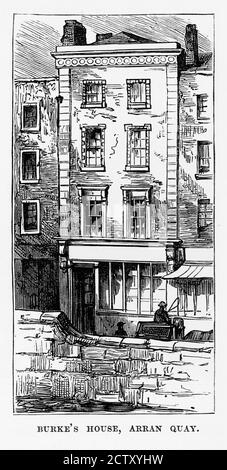 Arran Quay, domicile d'Edmund Burke, Dublin, Irlande gravure victorienne, Circa 1840 Banque D'Images