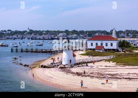 Brant point Lighthouse, Nantucket Island, Massachusetts, États-Unis Banque D'Images