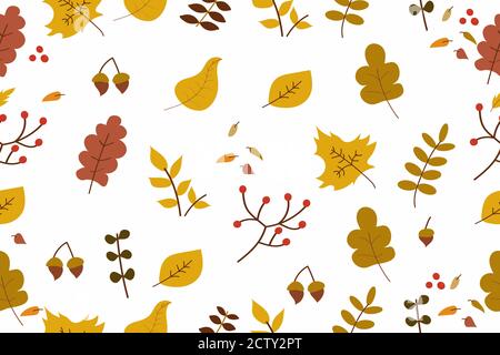 Concept d'automne modèle saisonnier ou fond avec pour les feuilles jaunes qui tombent et les branches. Illustration vectorielle arrière-plan d'automne Illustration de Vecteur