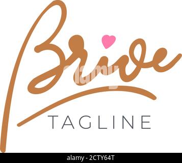 Logotype design sur le concept de mariée. Lettrage à la main texte avec coeur pour les dessins de mariage, robe mariée, ou toute compagnie Illustration de Vecteur