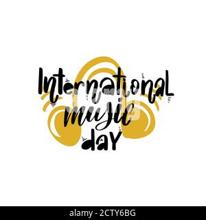 Journée internationale de la musique. Lettrage dessiné à la main pour la fête de la musique. Illustration de Vecteur