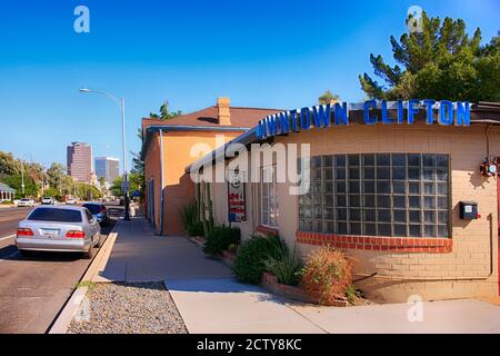 L'ancien motel du centre-ville de Clifton dans le quartier Armory Park de Tucson, Arizona Banque D'Images
